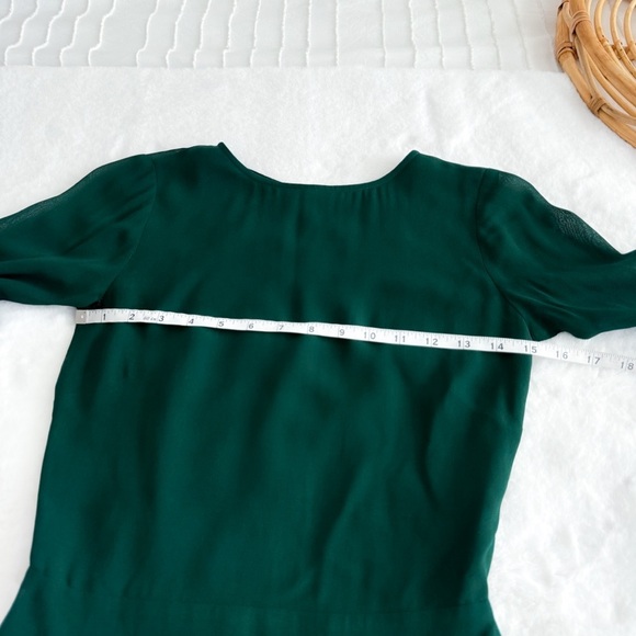 Reformation Mayra Mini Dress Emerald Green Long Sheer Sleeves - Picture 11 of 13